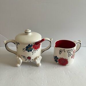 Molly Hatch (Anthropology) Creamer and Sugar Bowl With Spoon